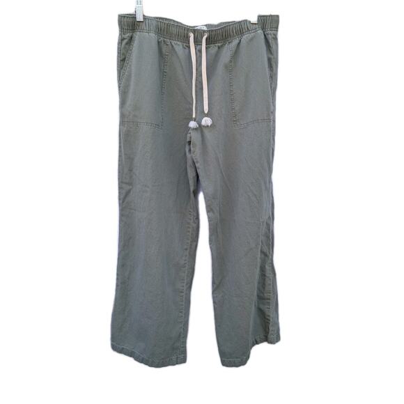 Roxy Women's Standing Wave Pull On Pants Sz XL Wide Leg Dusty Olive Boho Beach - Picture 2 of 6